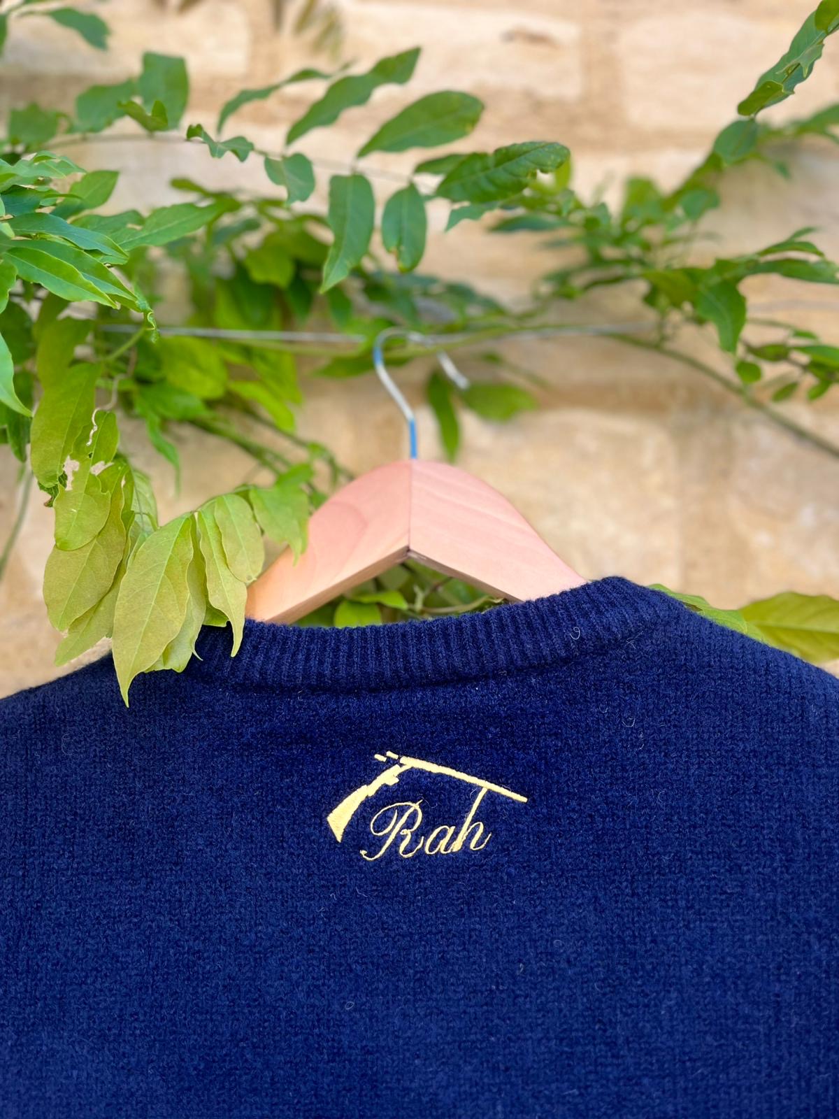 Navy Rah Crew Neck Knitted Jumper