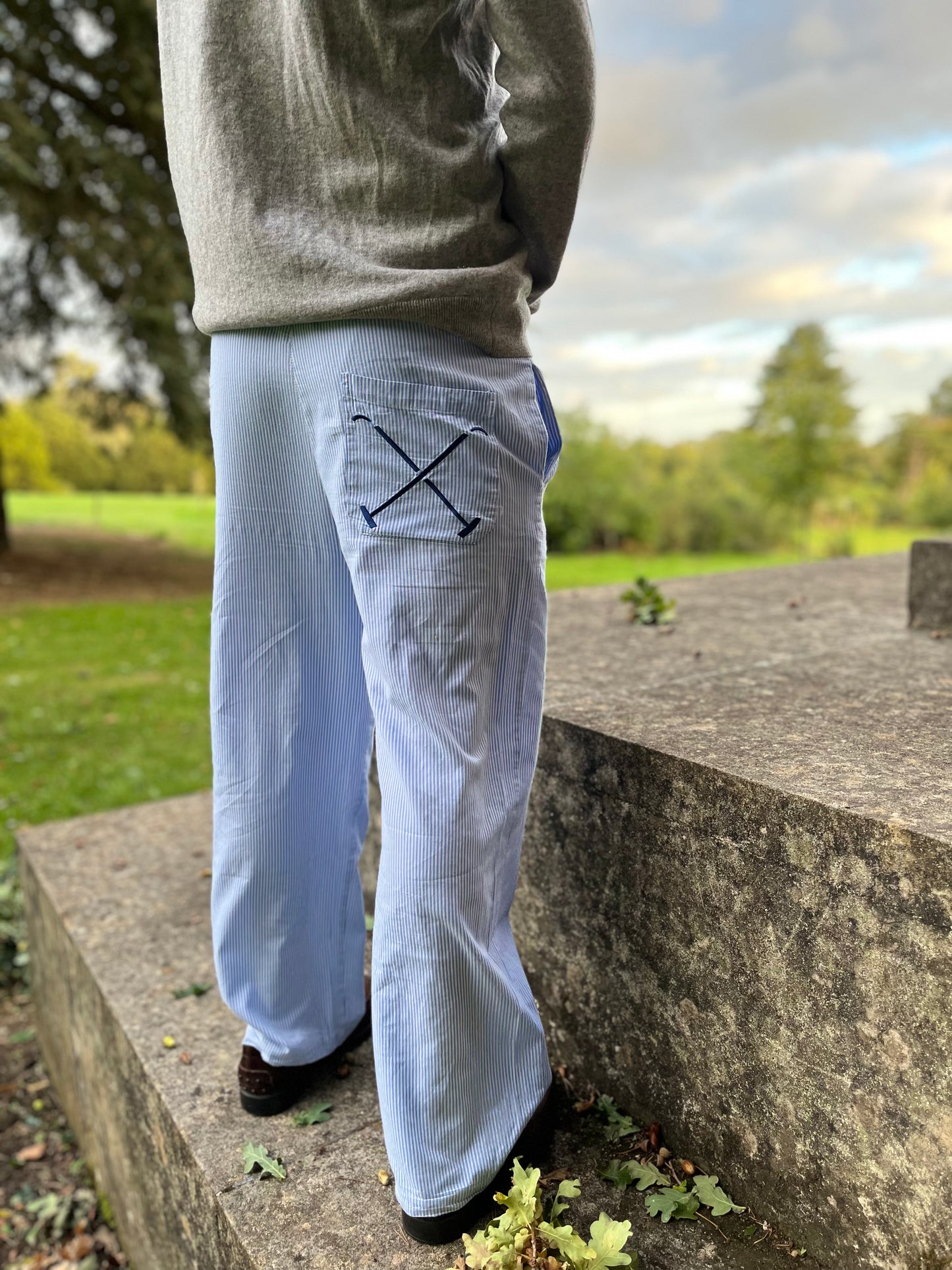 Blue Pinstripe Rah Cotton Trousers