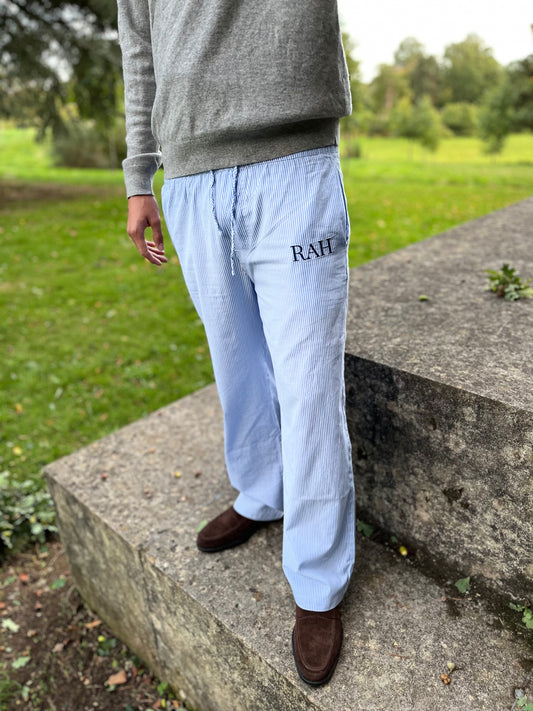 Blue Pinstripe Rah Cotton Trousers