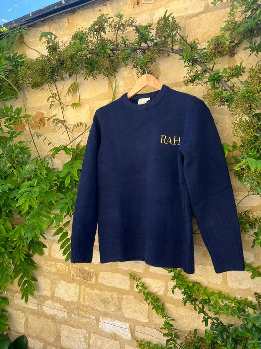 Navy Rah Crew Neck Knitted Jumper